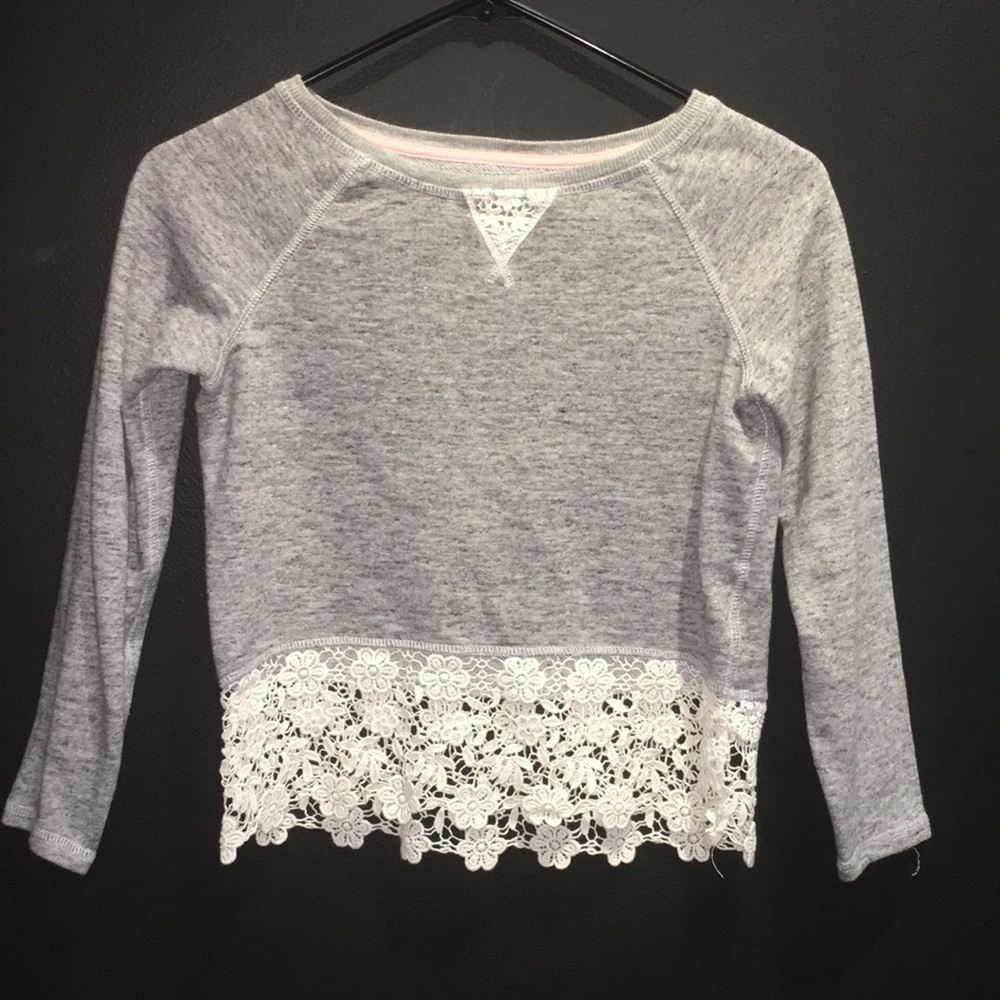 grey and lace sweater